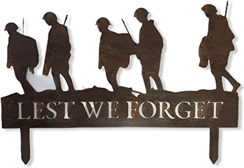 Lest We Forget Soldier Scene Garden Decoration Statue Remembrance Gift Feature Oranament Rustic Rusty Metal Gardening Present