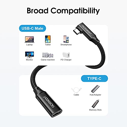 aceyoon USB C-verlenging, 0,5 m, 240 W, USB C 3.2 kabelverlenging, ondersteunt PD snel opladen, 20 Gbps/Gen2 en 4K @60Hz video-overdracht, USB type C, verlenging voor MacBook, voor Galaxy S23/S22 enz - Afbeelding 6