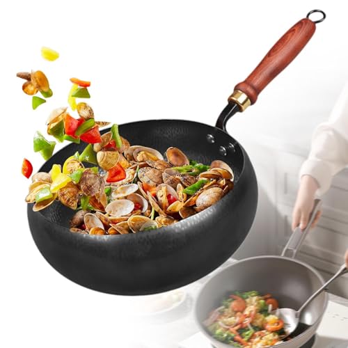 Wok de hierro 9.45'' multifuncional con mango de madera miniatura 2