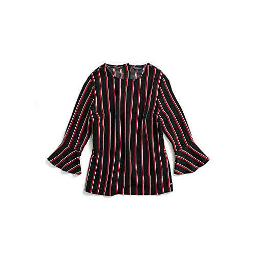Tommy Hilfiger Women's Adaptive Top with Bell Sleeves and Magnetic Buttons, The The Deep black, LG