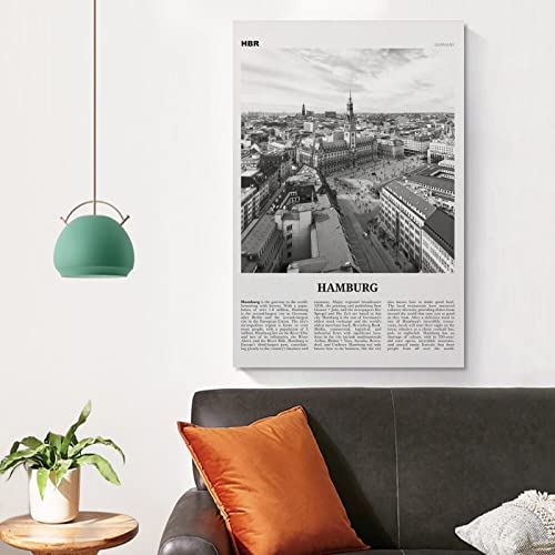 Hamburg City Center Black And White Print, Hamburg Wall Art, Hamburg Poster, Hamburg Photo, Hamburg Poster Decorative Painting Canvas Wall Art Living Room Posters Bedroom Painting 12X18Inch(30X45Cm) #TOP3
