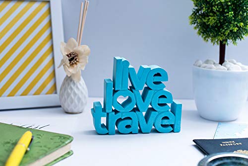 Image of NUKKAD TALES Live Love Travel Showpiece Blue Aesthetic Home Decor - Ideal for Living Room, Center Table, or Bookshelf