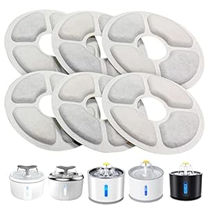 PewinGo Filtros Fuente Gatos, 1.6-2.5L Filtros Fuente para Gatos Repuesto de [6PCS] Filtros Agua Gato de Triple Acción con Resina de Intercambio Iónico, Carbón Activado, para Fuente de Agua Gatos