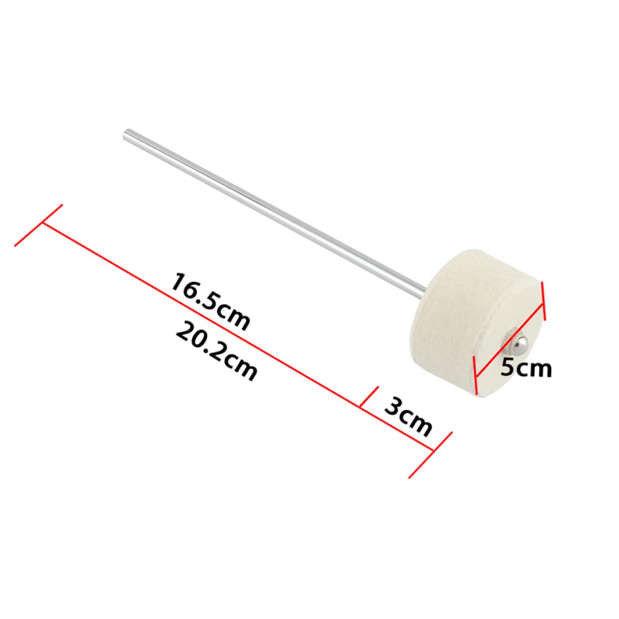 BESTonZON Drum Accessories Bass Drum Pedal Beater Mallet Felt Tip Drum Hammer for Traditional Sound