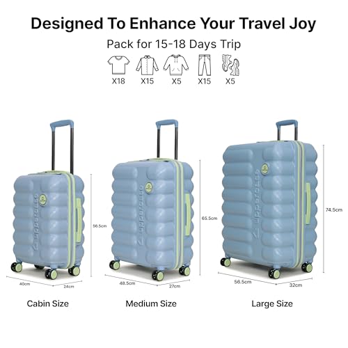 Image of uppercase Astro Trolley Bag Set Of 3 (S+M+L)|Cabin & Check-In Hardsided Trolley Bag|Flushed Tsa Lock & Anti-Theft Zippers|Dual Spinner Wheel Suitcase For Men & Women|2000 Days Warranty(Blue),74.5 Cm