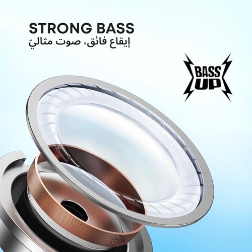 ساوند كور سماعات اذن بلوتوث P20i من انكر، مكبرات صوت داخلية 10 ملم مع صوت جهوري كبير، سماعات اذن لاسلكية حقيقية، بلوتوث 5.3، وقت تشغيل 30 ساعة، IPX5، 2 ميكروفون لمكالمات واضحة بالذكاء الاصطناعي، 22