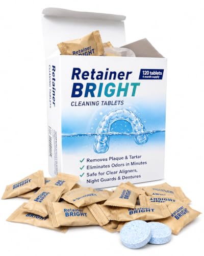 KAV PLUS Retainer Bright Cleaning Tablets 120 Tablets (4 Month Supply) Cleaning Tablets for Retainers Clear Aligners Night Guards Mouth Guards & Dentures