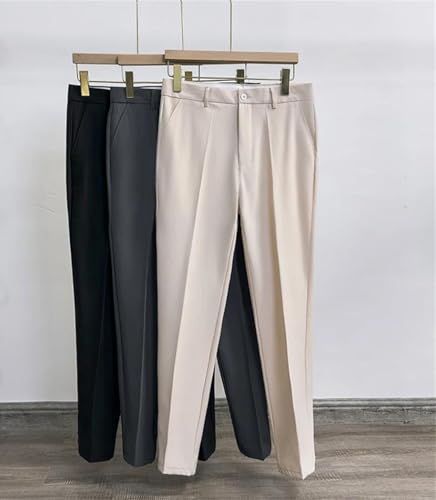 Men Korean Style Solid Color Slim Fit Suit Pants Draped Business Casual Straight Trousers2