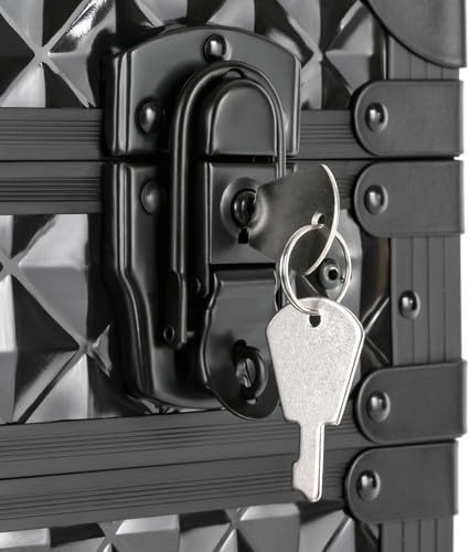 4-in-1 Rolling Makeup Case on Wheels with Drawer, Multi-functional Lockable Cosmetic Train Case Large Trolley Storage Case, Beauty Salon Cosmetic Luggage, Cosmetic Organizers for Hairstylist (Black)