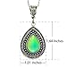 FUN JEWELS Vintage Multi Color Change Teardrop Stone Pendant Mood Necklace 18