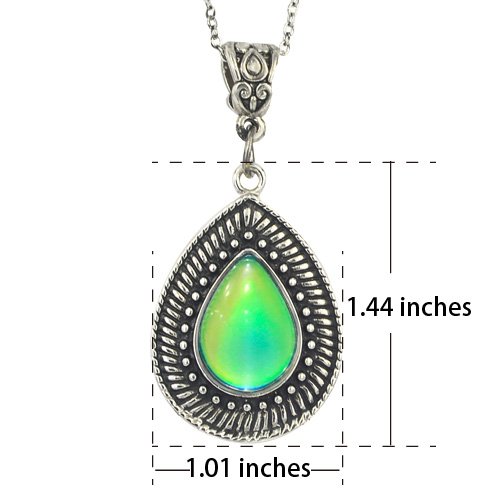 Vintage Multi Color Change Teardrop Stone Pendant Mood Necklace 18" Chain+2" extender For Women2