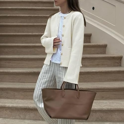 Image of Womens Slim Fit Cardigan Sweaters Long Sleeve Button Down Open Front Solid Crop Sweater Coat with Pockets