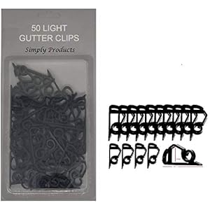 50 Christmas Gutter Hooks Weatherproof Plastic for Hanging String Lights / Rope Lights Gutter Clips (Black)