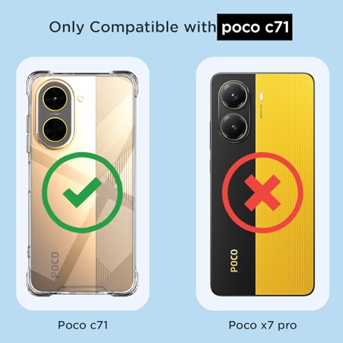 Image of Amazon Basics Back Cover for Poco C71 / Redmi A5 PC + TPU Clear Transparent Raised Edges Shockproof Protective Phone Bumper Case(Transparent)