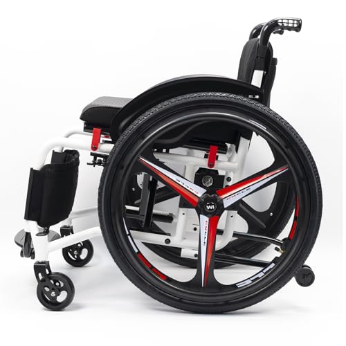 KXPSWGE Sports Wheelchair for Adults, Ultra-Light Transport, Aluminum, Folding Portable with Hand Brake, Self-Propelled Manual Chair with Anti-Tipper (Seat Width 42cm/16.5in, Max Weight 100kg/220lbs)