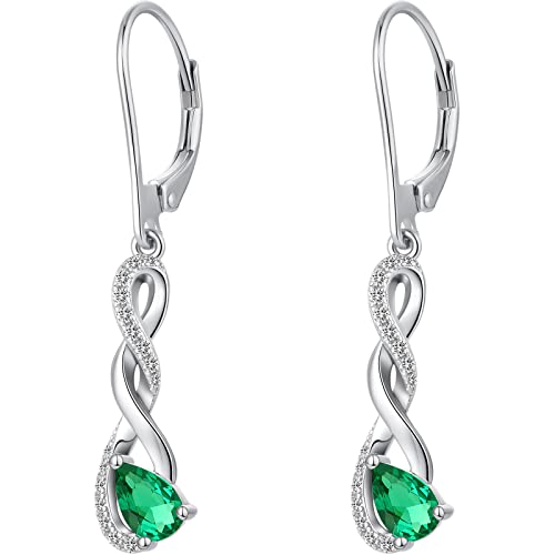 Miaofu Pendientes colgantes largos para mujer, de plata 925 con circonitas 5A, chapado en oro blanco de 18 quilates, joyería fina para mujer y niña, Cubic Zirconia Cover