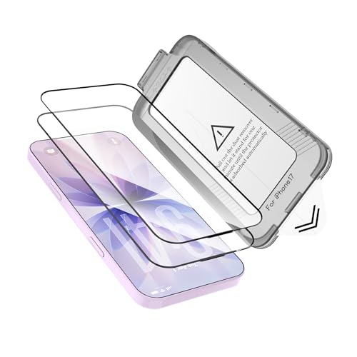Screen Protector Compatible with iPhone 17, 0.33mm HD Tempered Glass with Alignment Frame Kit, 9H Hardness, Case Friendly, Bubble-Free Easy Install, Compatible with Face ID, Scratch Resistant Film [2 Pack]
