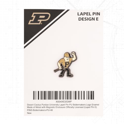 Image of Desert Cactus Purdue University Magnetic Metal Lapel Pin (E) | Officially Licensed PU Purdue Boilermakers Enamel Finish Lapel Pin Formal Wear Bag and Hat Jewelry Tie Track Brooch Pin