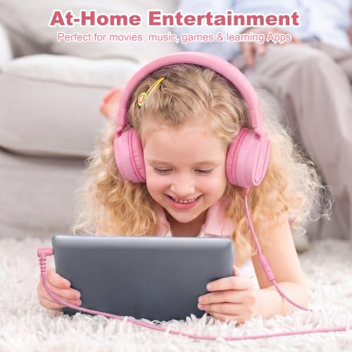 AILIHEN I35 Kids Headphones for School with Mic, 93dB Volume, Rose Pink by AILIHEN - Used condition - Image 9