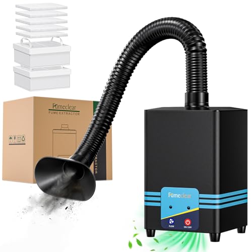FumeClear FC-2001S Solder Fume Extractor, 128 to 168m³/h Strong Suction Soldering Fume Extractor, Low Noise High Efficiency 3-speed Smoke Extractor, Suitable for Hand Soldering