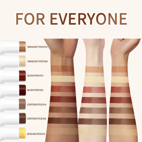 Ibcccndc Professional Facial Makeup Sticks Kit Cream Contour Stick,Blushes Sticks,Moisturize Highlighter Bronze Pen,Lip Balm Stick Gifts (B) #TOP2