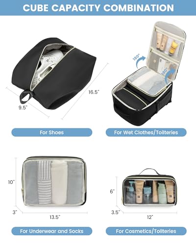 LOVEVOOK Carry On Travel Backpack for Women, 40L Personal Item Travel Bag Flight Approved, TSA Large Backpack for 17'' Laptop, Waterproof Weekender Business Hiking Bag with 3 Packing Cubes4