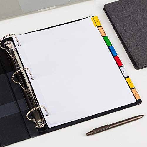 AmazonBasics 3 Ring Binder Dividers With 8 Tabs, Paper Binder Dividers, Insertable Multicolor Plastic Tabs, Pack of 6 Sets (48 Dividers Total)