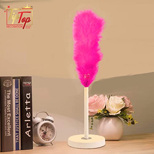 Image of Fluffy Natural Dyed Feather Kalgi Kalangi Stick for Craft (7-8 Inch) (Florescent Pink, Pack of 5 Pcs)
