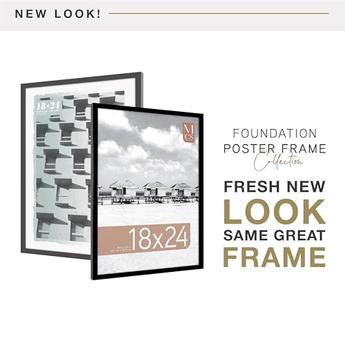 Image of MCS Foundation 18x24 Poster Frame Traditional Black, Vertical & Horizontal Wall Hanging Large Picture Frame for Photos, Posters & Art Prints (1-Pack)
