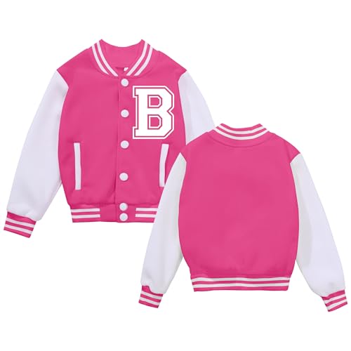 Image of BAICAIYU Kids Baseball Jackets Boys and Girls Varsity Coat Buttons Cardigan Letter Sport Letterman School Jacket