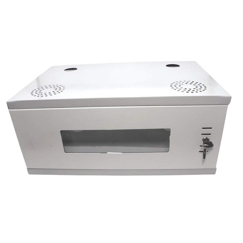 NAVKAR SYSTEMS(RK-4U) 4U CCTV Dvr Rack/Nvr/Server/Network Rack with 4 Power Socket Plug Transparent Glass Door Metal Cabinet Box