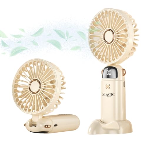 Ventilateur Portable USB-C. Ventilateur Silencieux, avec 5 Vitesses. Ventilateur Pliable. Mini Ventilateur de Poche. Portable avec Base. Avec Cordon, pour Bureau, Maison. Câble de Chargement Inclus.