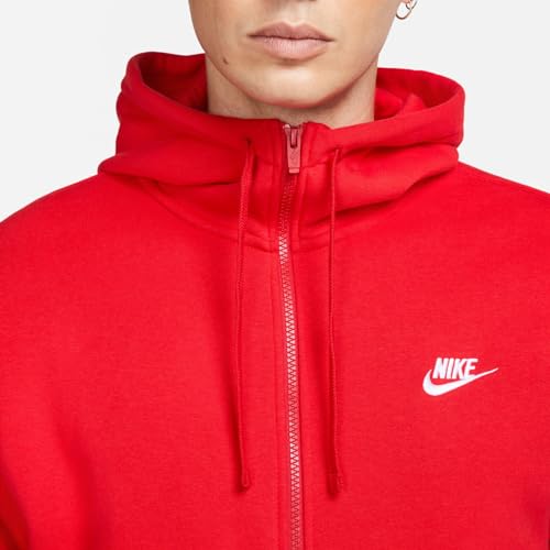 Image of Nike Men's Polyester Cotton Hooded Neck Hoodie (BV2645-657-Small Red S)
