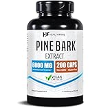 Healthfare Pine Bark Extract 6000mg French Maritime | 200 Vegan Capsules | Standardized 95% OPC Proanthocyanidins | Antioxidant Herbal Supplement | Non-GMO, Gluten-Free | Made in USA