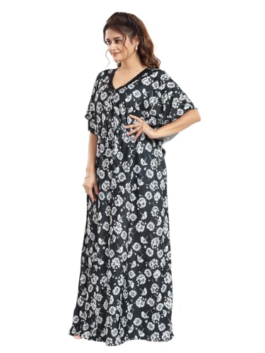 Image of Kaftan Printed Cotton Maxi Dress /Nighty /Nightdress for Ladies /Girls /Women | Free Size