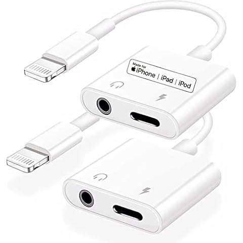 [Apple MFi Certified] 2PACK Lightning to 3.5mm Headphones Adapter iPhone Aux Adapter 2 in 1 Audio+Charge Compatible with iPhone SE/6/7/8//X/XR/XS/11/12/13/14/iPad/iPod Support All iOS Systems Cover