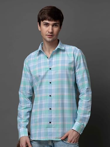 Image of NoseQueen Men's Checked Cotton Shirt | Full Sleeve Regular Fit Casual Shirt for Men | Soft Breathable Checkered Shirt
