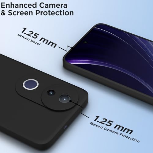 Image of Outlouders Back Cover for Vivo T4R 5G / Vivo V50e 5G / Vivo V50 5G | Camera Protection | Durable Soft Matte Silicone Bumper Case (Black)