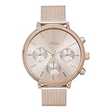 modische uhren teenager Gut ablesbares Zifferblatt s.Oliver Damen Analog Quarz Uhr mit Edelstahl Armband SO-4201-MM