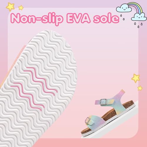 Image of Torotto Toddler Kids Sandals Boys Girls Cork Footbed Sandals with Adjustable Buckle Casual Slides Open Toes Flat