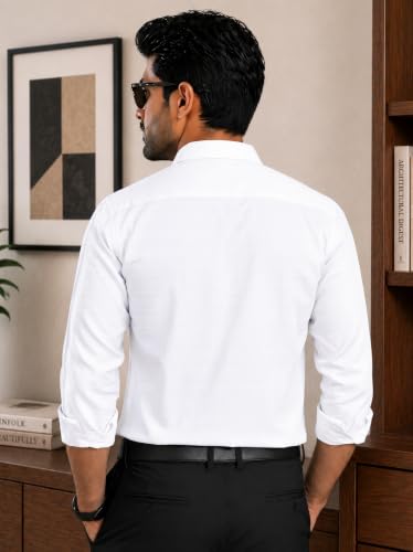 Image of Pinkmint Mens Cotton Regular Fit Long Sleeve Button Down Shirt for Men Collared Casual Formal Soild Shirt