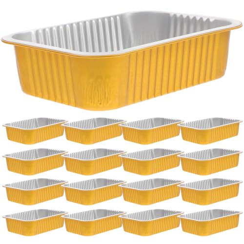 SEWACC Lot de 20 Plats en Aluminium Jetables Carrés 750 Ml sans Couvercle, Résistants la Chaleur pour Cuisson, Rôtissage et Grillades, Contenant Alimentaire Doré Cuisine et Traiteur