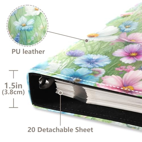 Álbum de fotos adhesivo DIY Scrapbook con flores coloridas, encuadernado de 3 anillos, 40 páginas, tamaño 8x10 para recuerdos miniatura 4