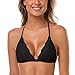 Produktbild SHEKINI Damen Mädchen BH mit Verschluss vorne, Spitzen Racerback Spitzen BH Triangel Bralette Padded Unterwäsch Bustier Crop Dessous Bralette Top(Schwarz,L)