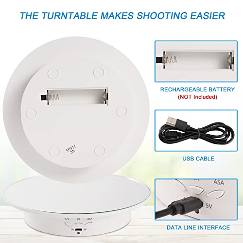 Image of 7.87' Motorized Rotating Display Stand 22lbs Load,Electronic Turntable Display Stand with USB Charging Port,for Jewelr,Photography Products,3D Model,cake,Mirror Cover