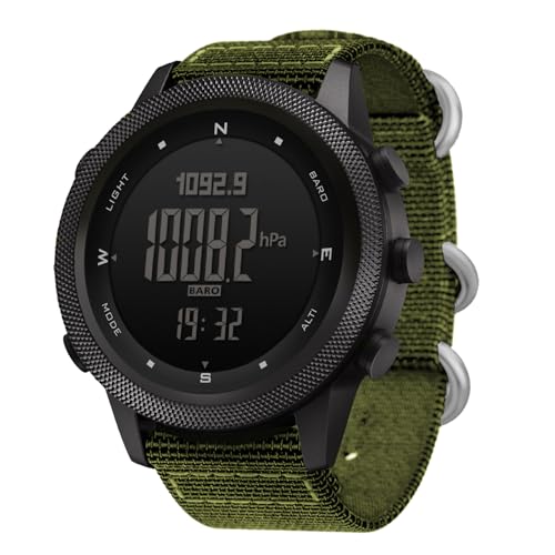 NORTH EDGE Tactical Military Watch Digital Outdoor Sports Watch for Men, Pedometer, Compass, Calories, Durable Nylon Band, Model: Apache (50MM)