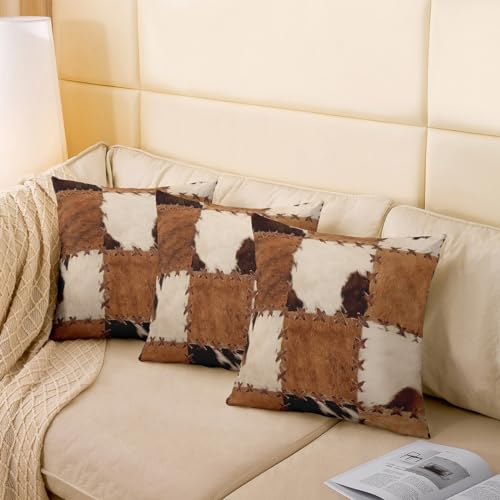 Erosebridal LWH23985XXY-KD_45X45X2 Not Real)Cow Fur Throw Pillow Covers 18X18 Set Of 2,Patchwork Cow Hide Print Decorative Accent Pillow Cases thumb #4