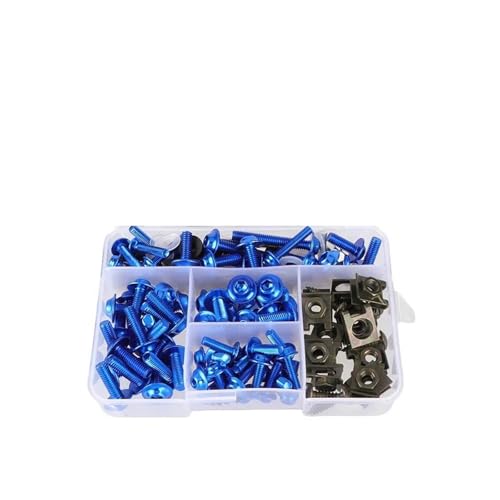 Kit de tornillos azul con clips para carenado de moto universal 2