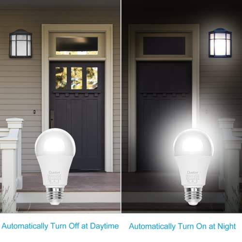 Queker Dusk To Dawn Light Bulbs Outdoor, Light Sensor Bulbs, 12W (100 Watt Equivalent) Auto On Off Photocell Sensor, E26 A19 1000Lm 6000K Daylight White Led Bulbs For Porch Garage Lighting, 6 Pack #TOP1