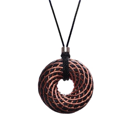 Tensor Rings Copper Pendant 1.6INCH Double Vortex Spiral Inlaid Crystal Orgonite Necklace Chakra&Energy Balance Meditation Accessories Handmade Healing Crystals Stones (Black Resin Small)